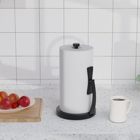 Countertop, VEHHE Paper Towel Holder Black Paper Towel Holder with Spring Activated Arm and Damping Effect, Simply Tear