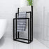3 3 Metal Towel Racks Bars for Bathroom Freestanding Drying Shelf Tier Storage Organizer Washcloths Holder (Black)