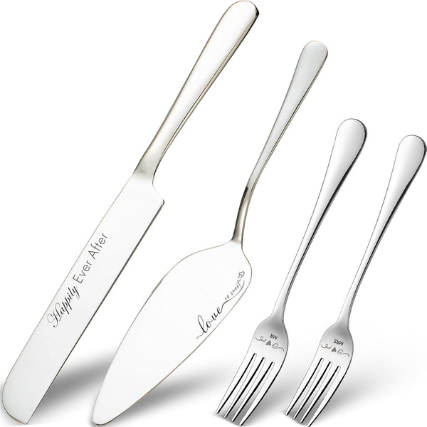 Cake Cutting Set for Wedding, Knife and Server Set, Forks and Cutter Pie Spatula, Birthday Anniversary Christmas Gift