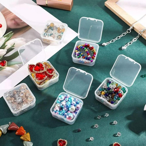 5 Pcs Clear Plastic Jewelry Storage Containers, Mini Square Box Empty Case with Lid Jewelry Boxes Jewelry Accessories for Earplugs, Jewelry, Hardware or Other Small Crafts by Jowxsx