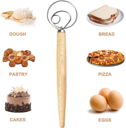 2 Pcs Danish Dough Whisk, Large Stainless Steel