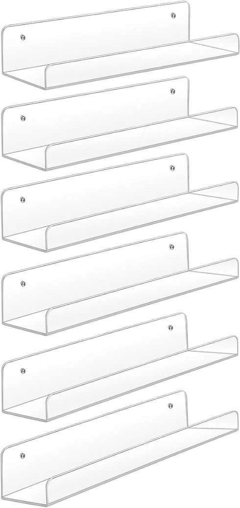 Sooyee Acrylic Shelves,6 Pack 15 Inch Floating Wall Shelves, Funko Pop Display