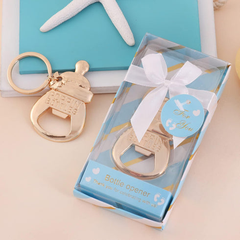 24 Pack 24) POPPIN BOTTLES Key Chain Bottle Opener Boy Baby Shower Favors for Guests,Boy Baby Shower Souvenirs Bottle