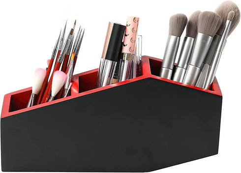 GUTE Coffin XL Makeup Brush Holder, Extra Large Goth Desk Organizer for Home, Bedroom, Bathroom Accessories Storage