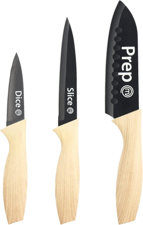 MasterChef Knife Set of 3 Kitchen Knives for Cooking (Chef, Paring & Utility), Professional Sharp Stainless Steel, Non