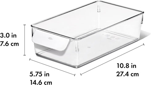 OXO Good Grips Fridge Organization Bin 5 in x 10 in for Berry Bins, Yogurt Cups, and More