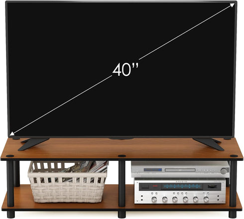 Furinno Just No Tools Wide Television Stand, Light Cherry with Black Tube