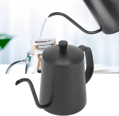 350ml Gooseneck Coffee Kettle - 304 Stainless Steel Tea Kettle for Stovetop, Long Spout, Black