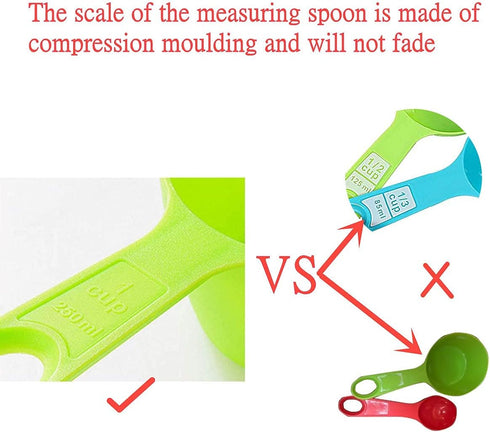 12-Piece Plastic Measuring Cup and Spoon Set, Random Colors for Kitchen Cooking and Bathing