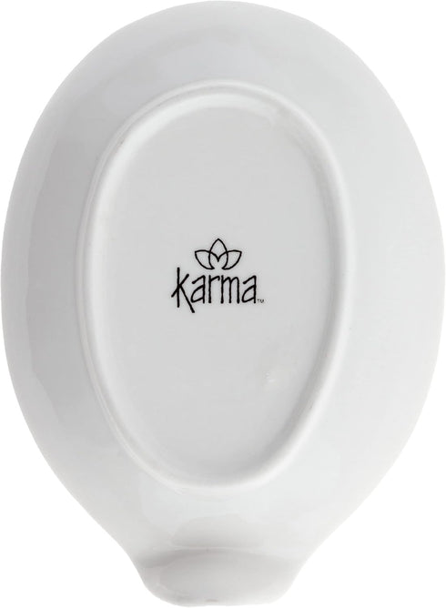 Karma, Boho Spoon Rest, Black and White Ceramic Spoon Rest, Ceramic Spoon Rest for Countertop, Cat