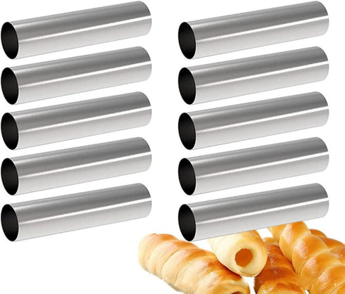 16 Pack Cannoli Tubes Molds Set, With 4.7 Inch Non Stick Cannoli Tubes Large, Reusable Piping Bag, Brush and Stainless Steel Tips, Cannoli Forms Kit for Croissant Shells Cream Roll Baking