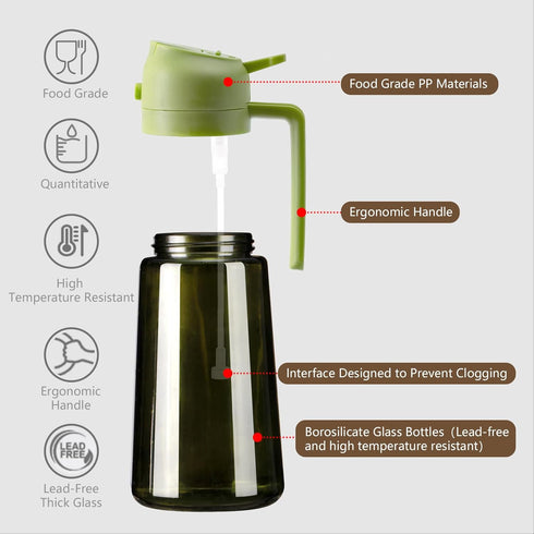 16oz/470ml SWEET VIEW Olive Oil Dispenser and Oil Sprayer Glass Light-Proof Oil Pourer for Kitchen, Air Fryer, Cooking