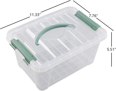 4-Pack Clear Storage Box Tote, 6 Quarts Plastic Bins with Lids