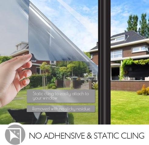 HIDBEA One Way Window Privacy Film, Daytime Heat Control UV Blocking Reflective Mirror Window Tint, Silver