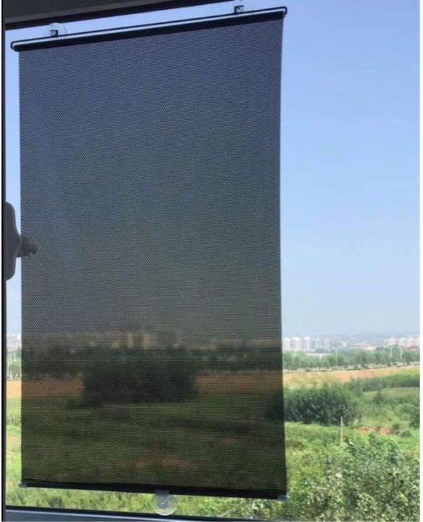 Blackout Blind Curtains with Suction Cups, No Drill Cordless Temporary Roller Shades for Windows, 23''W x49''H, Black