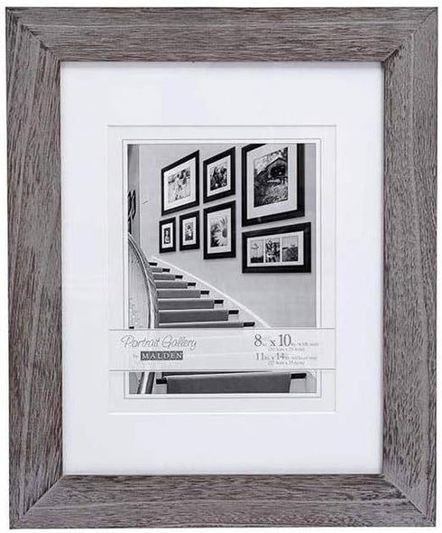 Malden International Designs Manhattan Distressed Mat Picture Frame - 8x10/11x14, Gray