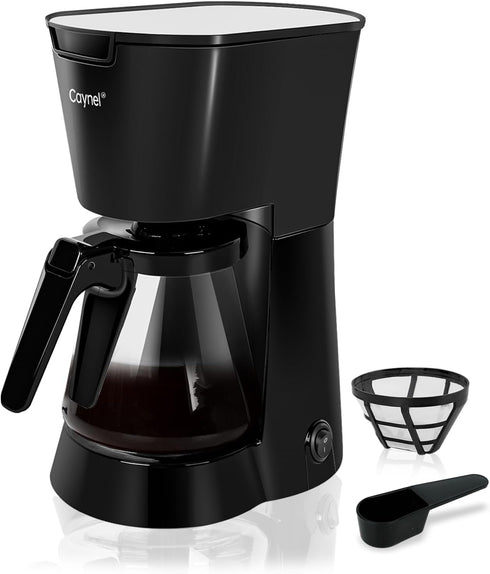 CAYNEL Drip Coffee Machine, 750ML Removable Water Reservoir, 5 Cups, Black