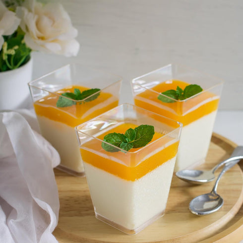 50 Pack 5 oz JOLLY CHEF Plastic Dessert Cups with Lids and Spoons, Yogurt Parfait Appetizer Cup for Party, Clear Mini