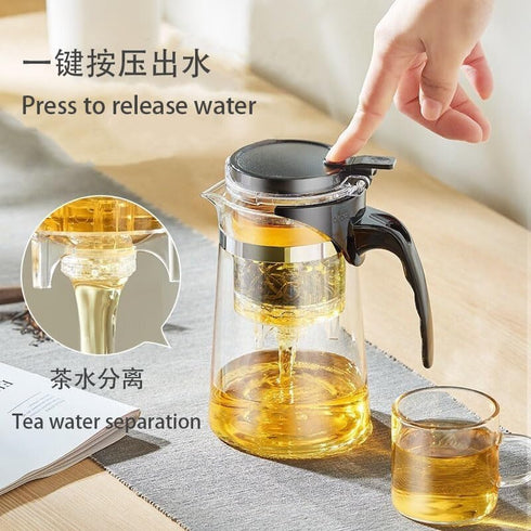 500ML Glass Teapot with Detachable Infuser Filter Teapot for Loose Leaf Tea by MOORCHOCO