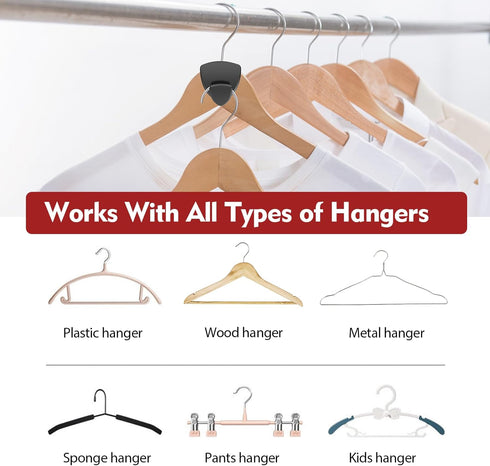 Hangers Space Saving 30Pcs, Heavy Duty Hanger Hooks for Closet Organizer, Black