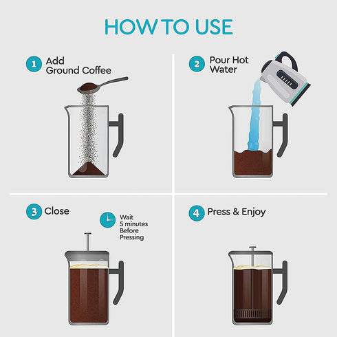 Belwares 34 oz French Press Coffee Maker, Double Insulated Stainless Steel with 2 Extra Screens and Coffee Spoon