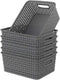 Grey Plastic Storage Basket, 10.03" x 7.67" x 4.05", Set of 6 Packs