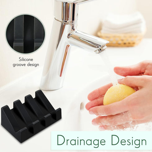 2 Cunhill Pieces Silicone Soap Dish Self Draining Soap Dish Shower Waterfall Bar Soap Holder Tray with Drain Soap Saver