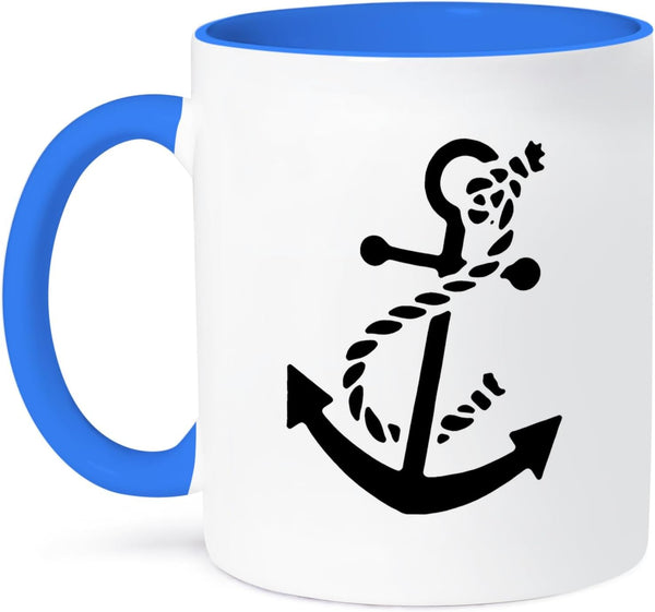 3dRose mug_56050_6 "Ships Anchor" Two Tone Blue Mug, 11 oz, Multicolor