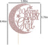 PALASASA Baby Girl Cupcake Topper - Moon and Stars Greeting, Rose Gold - Baby Shower & Gender Reveal Decorations