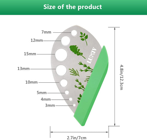 Herb Stripper 9 Holes, Luxiv Stainless Steel Kitchen Tool for LooseLeaf Kale, Chard, Collard Greens, Thyme, Basil,