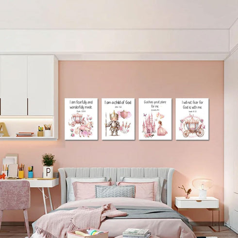 AIOCDIT Set 4 (8"x10",Unframed) Bible Verses Wall Art Prints Girls Room Pink Wall Decer,Christian Art Posters Bedroom