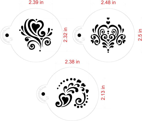 Designer Stencils Amore Cookie Stencil Set, Beige/Semi-Transparent