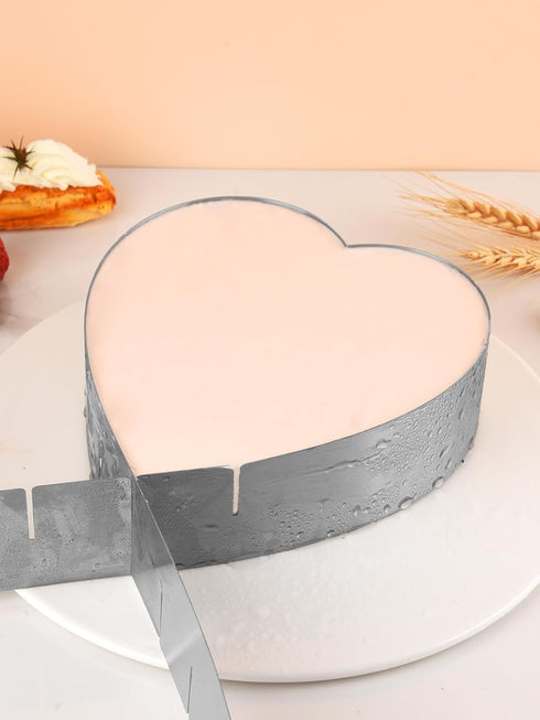 Guowall Stainless Steel Adjustable Cake Mold, Heart Shaped Mousse Ring for Baking, DIY Kitchen Tools