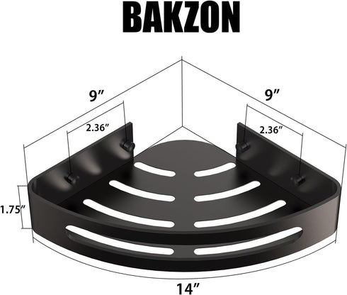 2 Pack, Bakzon Corner Shower Caddy, Shower Shelf Corner No Drilling Bathroom Shower Organizer Storage Rack Adhesive