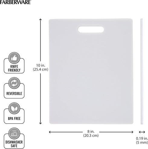 Farberware White Plastic Cutting Board, 8x10 Inch