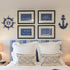 MDLUU Wooden Nautical Ship Steering Wheel, 11" Navy Blue Helm Wheel, Small Ship Rudder and Anchor Wall Decor Set