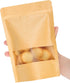 Kingrol 150 Count Kraft Paper Bags 5.9 x 8.6 Inch with Resealable Lock Seal Zipper & Transparent Window
