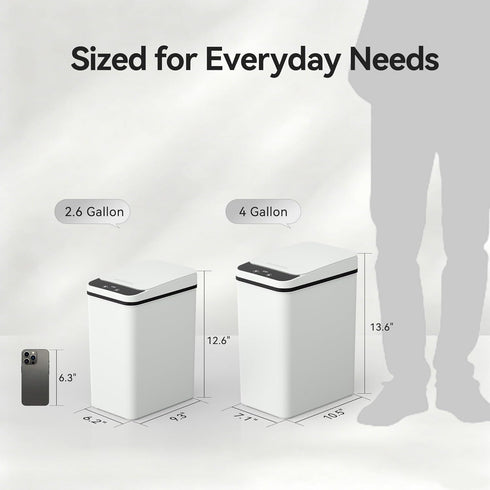 2.6 Commercial FRESHLIX Bathroom Garbage Can with Lid, Gallon Diaper Trash Can, Automatic Trash Cans Touchless, Slim