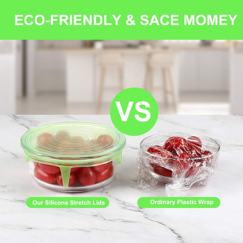 Silicone Stretch Lids, 12 Pcs BPA-free Silicone Bowl Covers, Reusable for Cups, Bowls, Flexible Fit 2.8” - 8.2”, Green