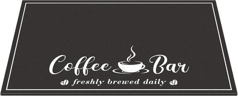 Coffee Mat, Absorbent Dish Drying Mat for Kitchen Counter, Fashionable Coffee Bar Accessories, 12"x 20" Black