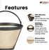 Delibru Gold Tone #4 Cone Style Reusable Coffee Filter, Fits 8-12 Cup Coffeemakers, Universal Fit