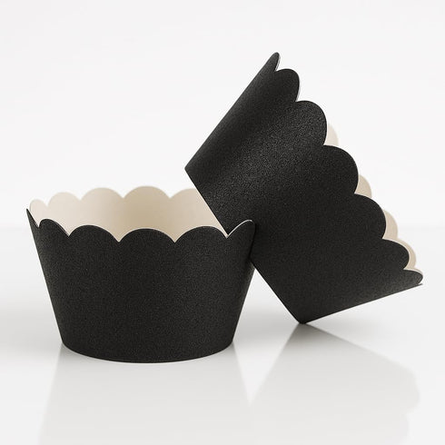 Dress My Cupcake Set of 50 Standard Reusable Glitter Black Cupcake Wrappers, Black Cupcake Liners