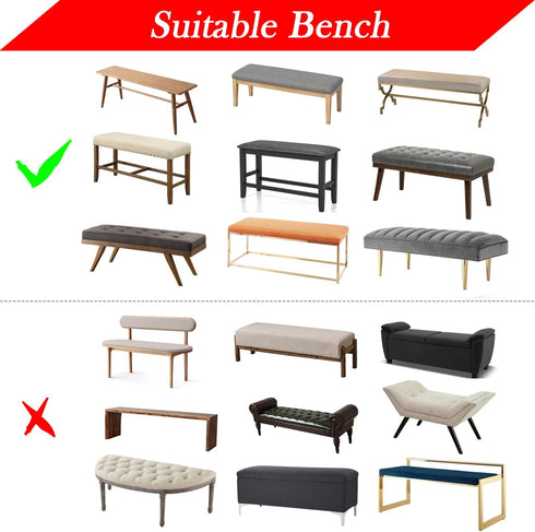 YISUN Christmas Dining Bench Covers, Stretch Printed Christmas Bench Covers, Anti-Dust Removable Bench Slipcover