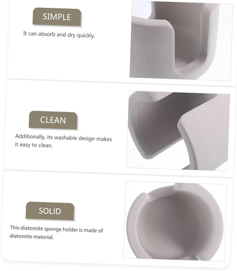 Alipis Sponge Holder, Diatomite Dish Drying Rack Organizer for Kitchen Sink, Farmhouse Sink Caddie