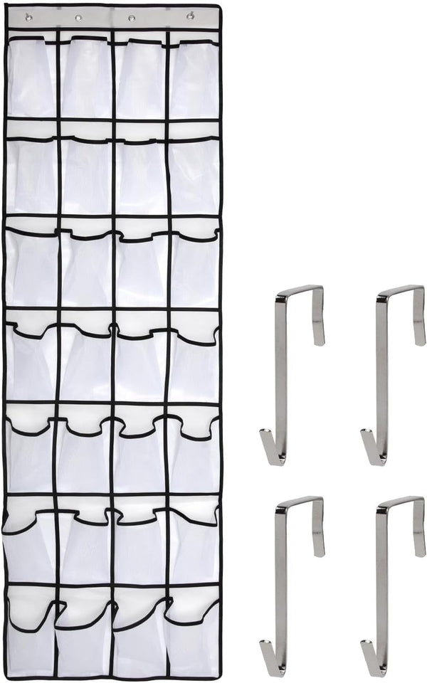 Pocket Shoe Organizer, 28 Pocket Door Hanging Shoe Rack for Closet, White (Size: 68.5x20.88inch)
