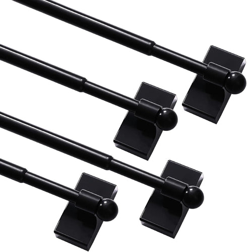 Turquoize 4 Pack Magnetic Curtain Rods for Metal Doors - Adjustable Magnetic Cafe Curtain Rod, Black