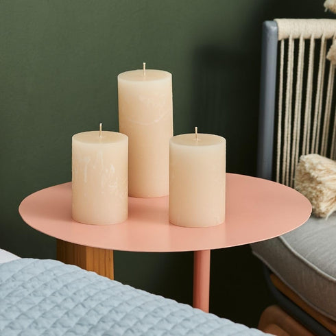 Simply Soson 3x6 inch Ivory Pillar Candles Set of 3, Rustic Texture, Unscented, Dripless for Weddings