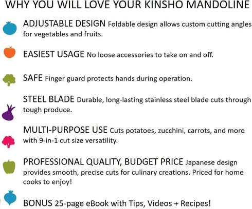 Mandolin Slicer Adjustable Mandoline - Best Hand-Held Cutter for Vegetable Potato Zucchini Food - 9-in-1 Japanese