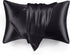 Love's Cabin Satin Pillowcase for Hair and Skin, Queen Size Set of 2, Black, Satin Cooling Pillow Cover