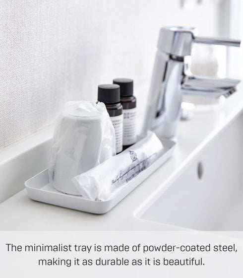Yamazaki Home Space Saving Vanity Tray, Steel, Flat, White